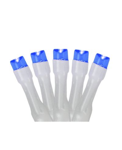 Northlight Set of 20 Battery Operated Blue LED Wide Angle Christmas Lights - White Wire