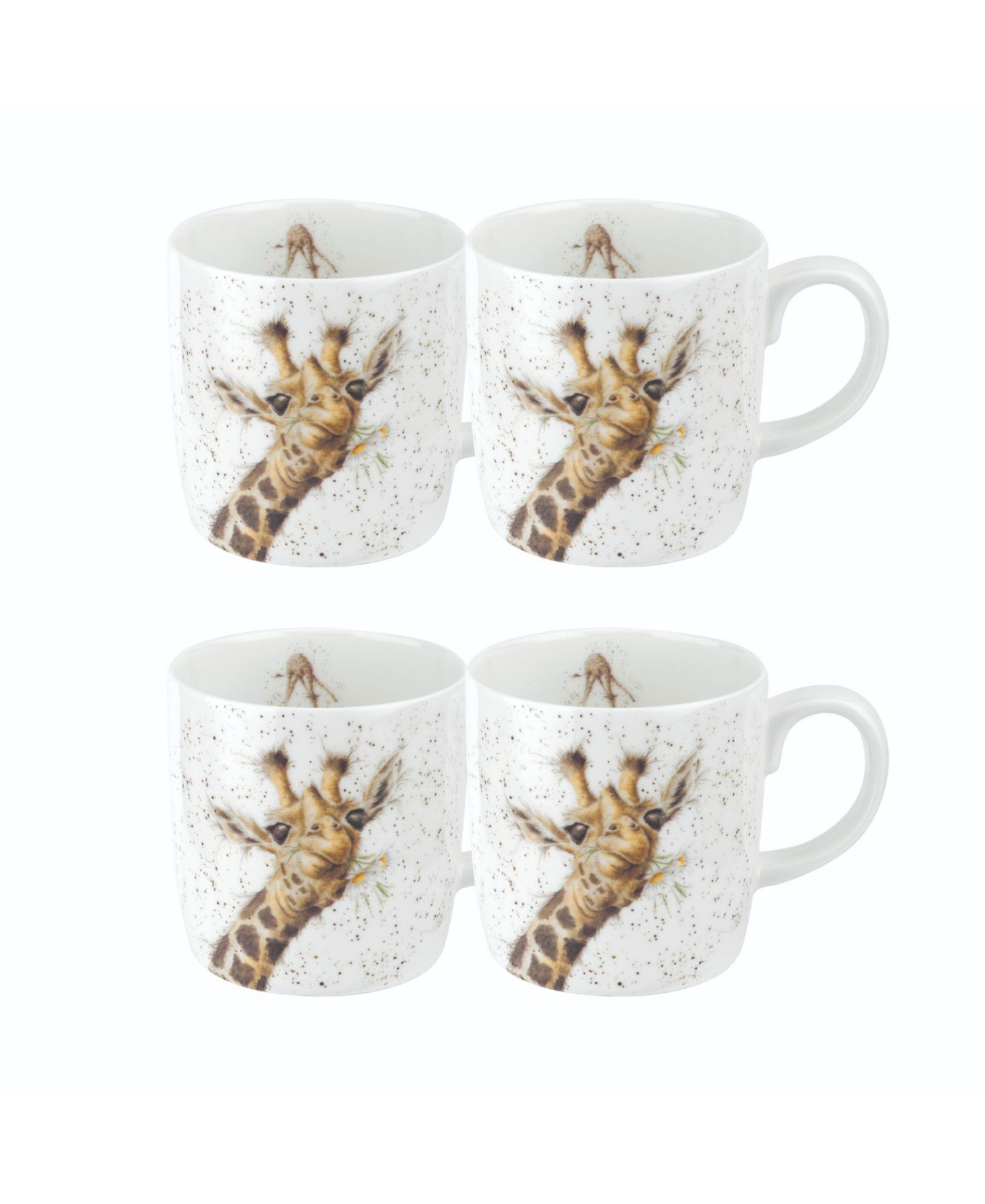 Royal Worcester Mugs Wrendale Lofty Giraffe, набор из 4 шт