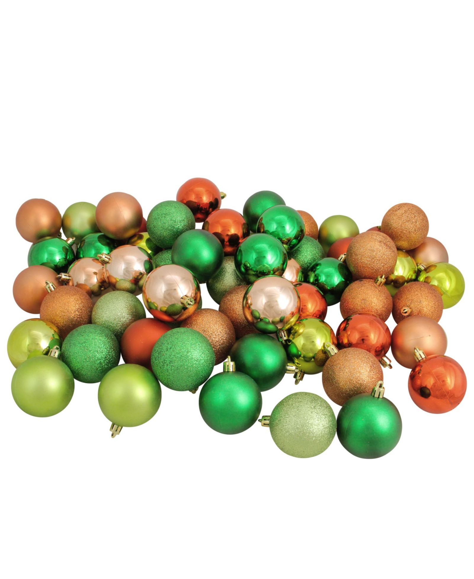 Рождественские шары Northlight Shatterproof 3-Finish 2.5" (Almond/Kiwi/Burnt Orange/Xmas Green)
