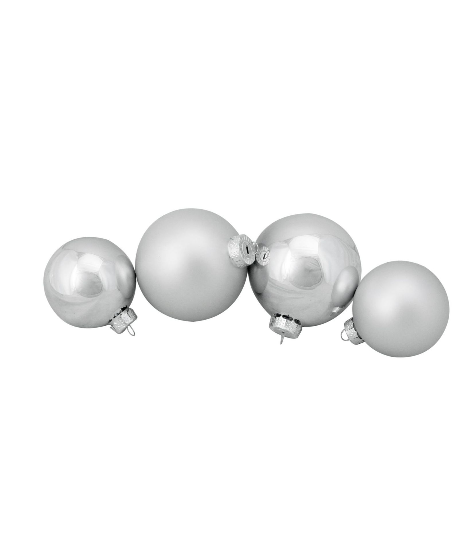 Елочные стеклянные шары Northlight Silver Shiny and Matte 72ct 3.25-4"