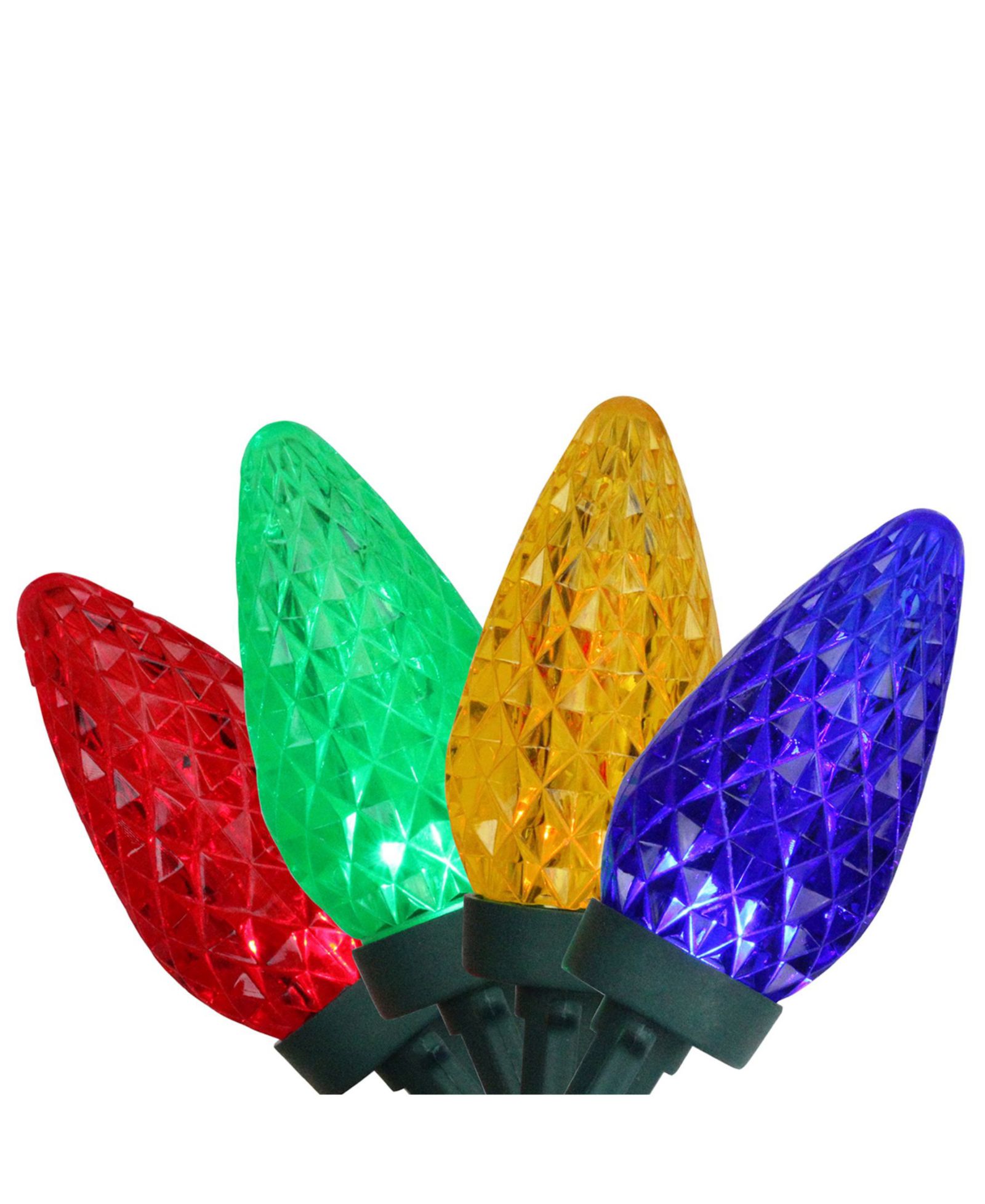 Многоцветные граненые LED рождественские гирлянды Northlight 100 C9 - Green Wire
