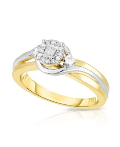 Кольцо обещаний Diamond Two-Tone (1/6 ct. t.w.) в Sterling Silver & 14k Yellow Gold-Plated Sterling Silver