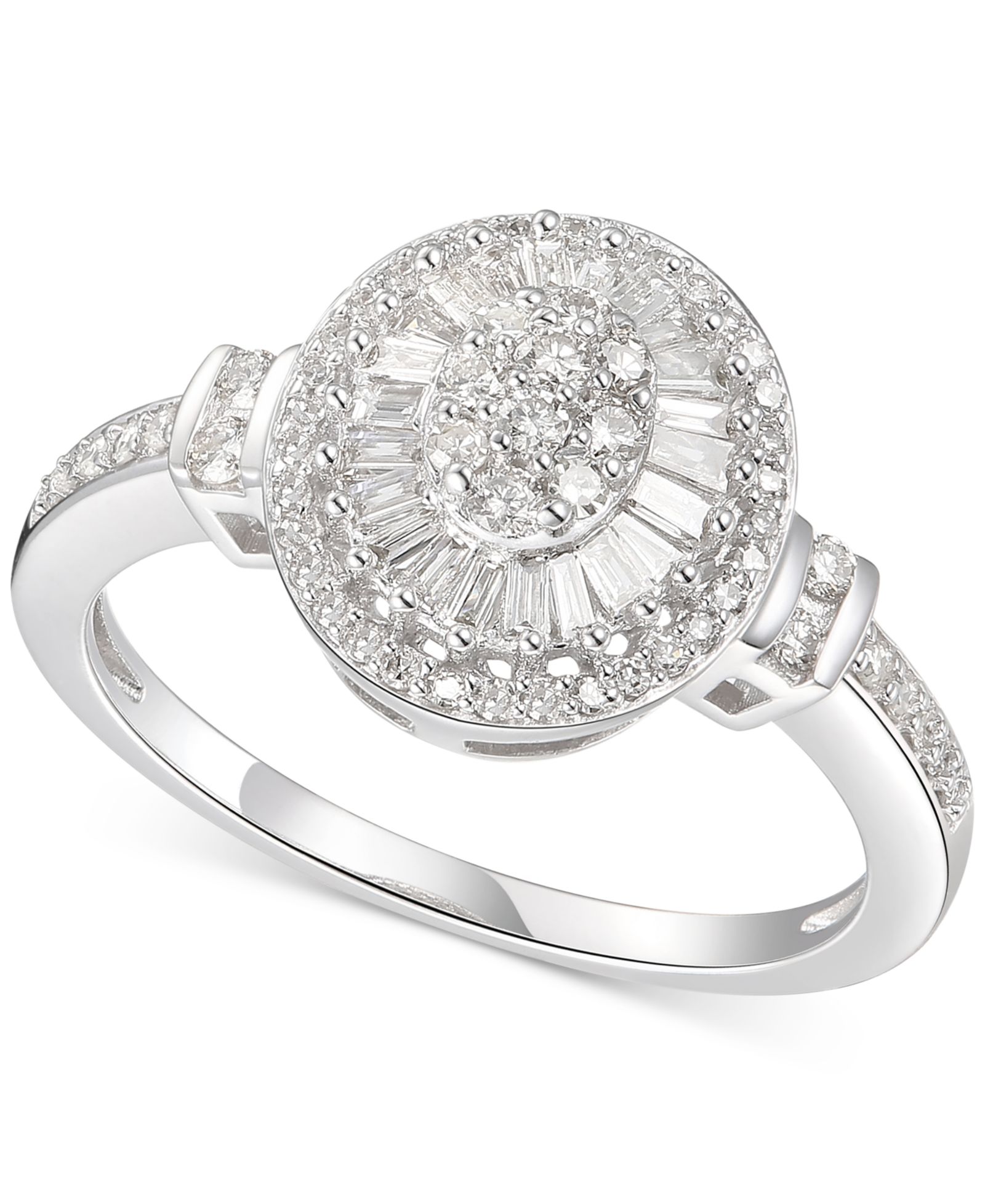 Diamond Oval Starburst Cluster Ring (1/2 ct. t.w.) in 14k White, Yellow or Rose Gold
