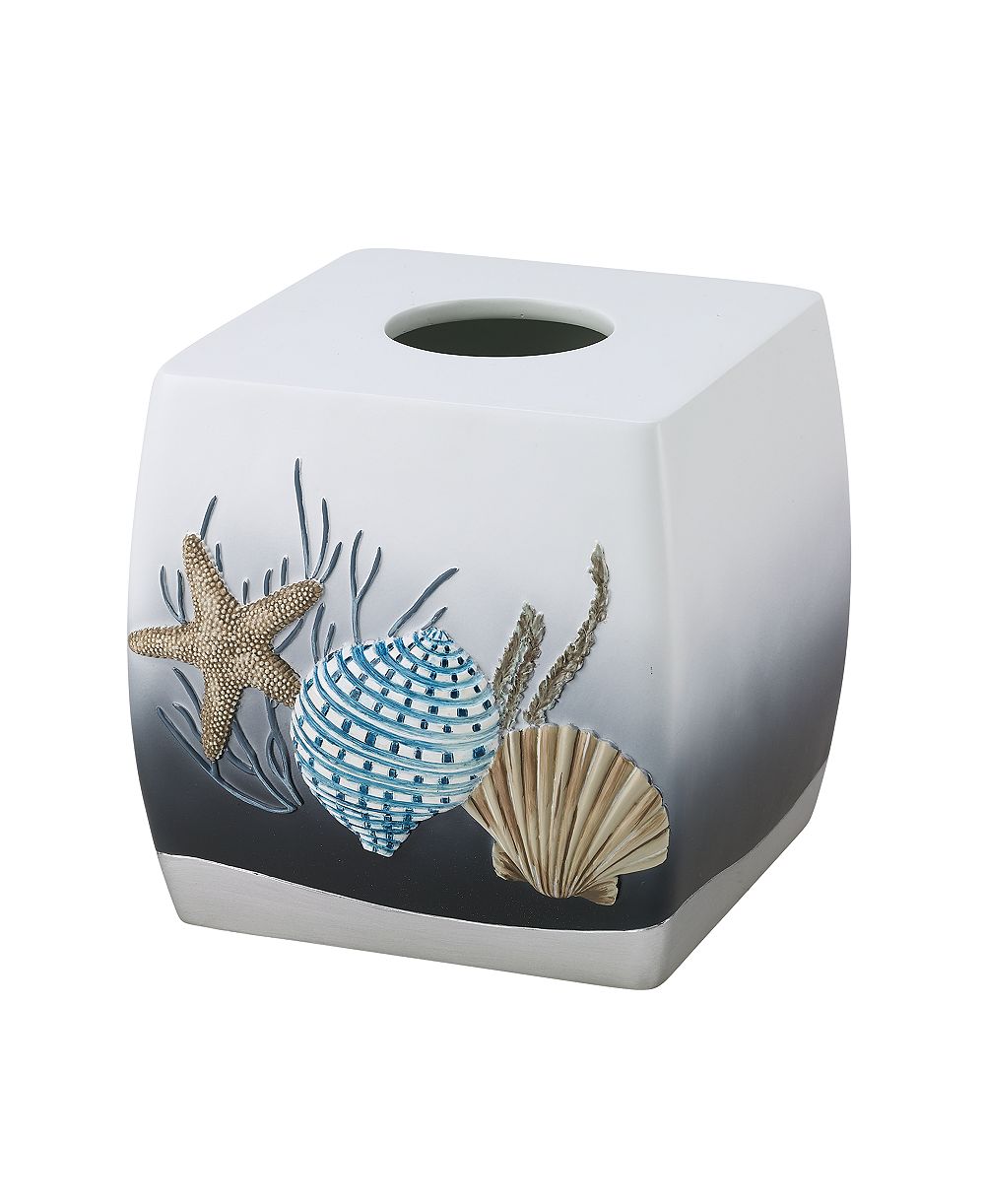 Avanti Blue Lagoon Ombre Seashells Tissue Box Cover