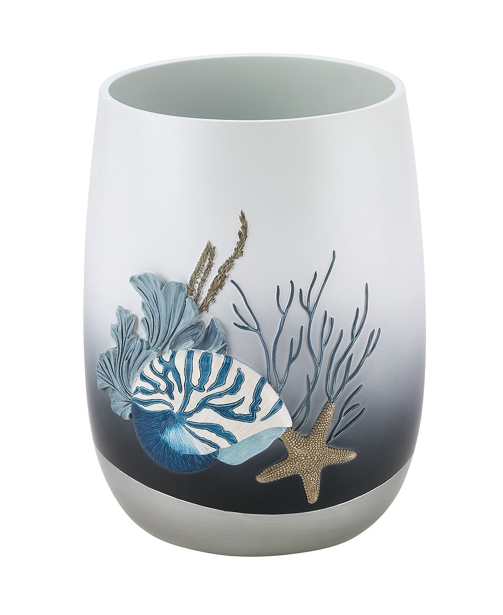 Avanti Blue Lagoon Ombre Seashells Wastebasket