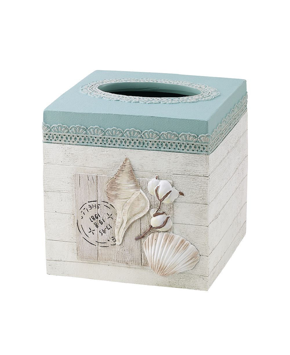 Avanti Farmhouse Shell Textured Resin Tissue Box Cover