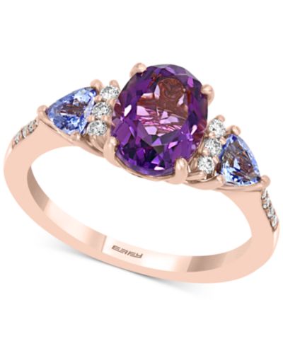 Кольцо EFFY® Amethyst, Tanzanite & Diamond в 14k Rose Gold