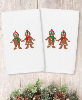 Набор из 2 полотенец для рук Linum Home Christmas Gingerbread Embroidered 100% Turkish Cotton
