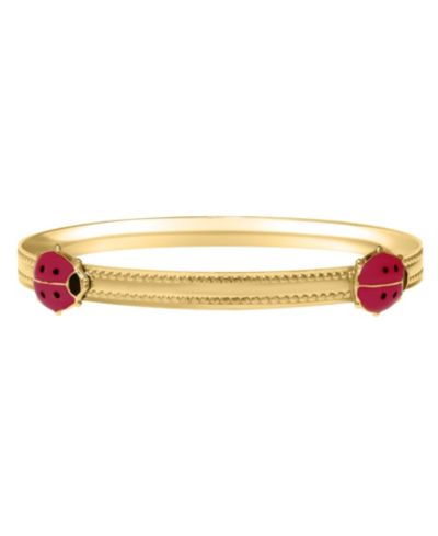 Children's Ladybug Bangle Bracelet in 14k Yellow Gold over Brass Alloy