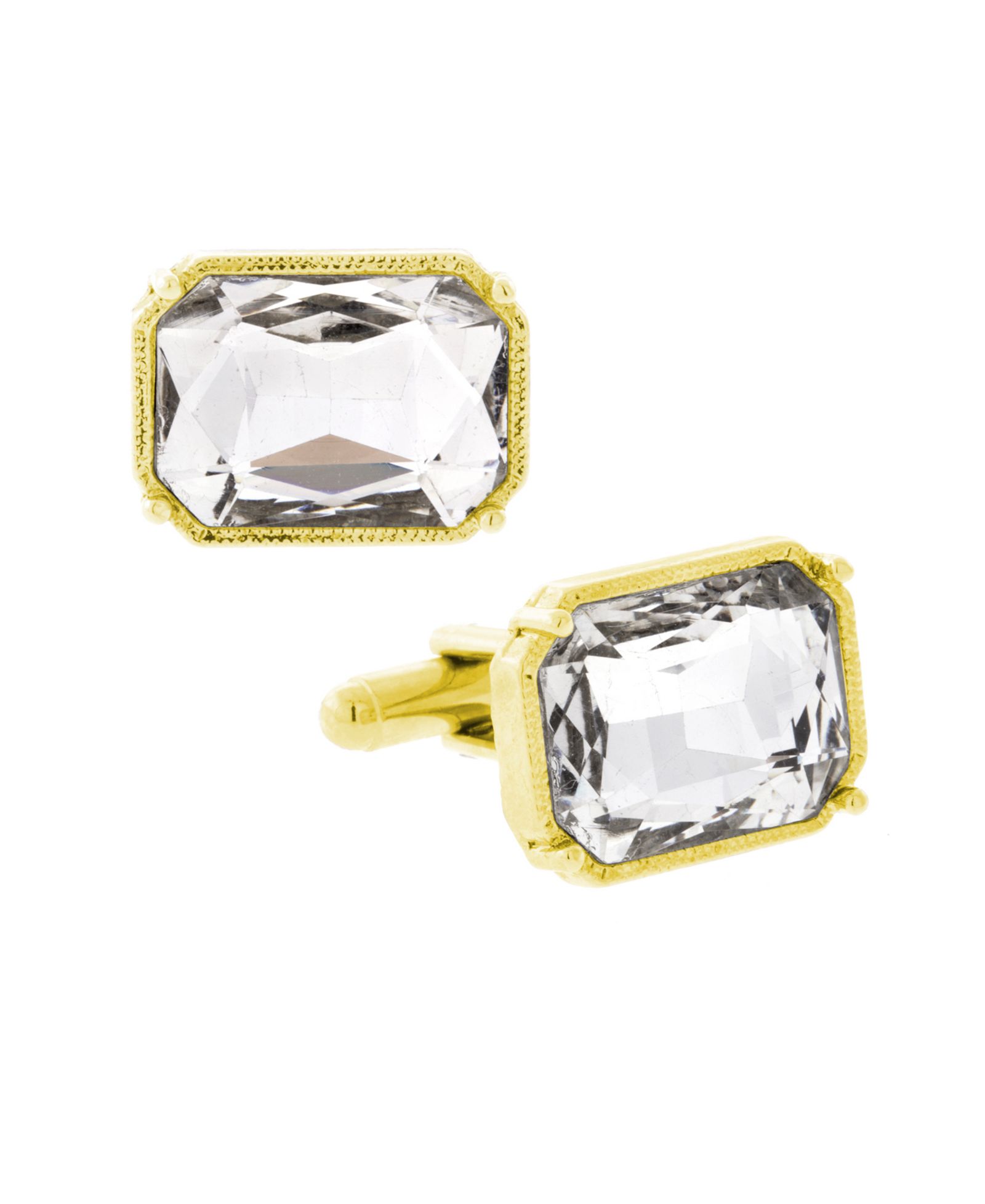 Запонки 1928 Jewelry 14K Gold Plated Rectangle Crystal