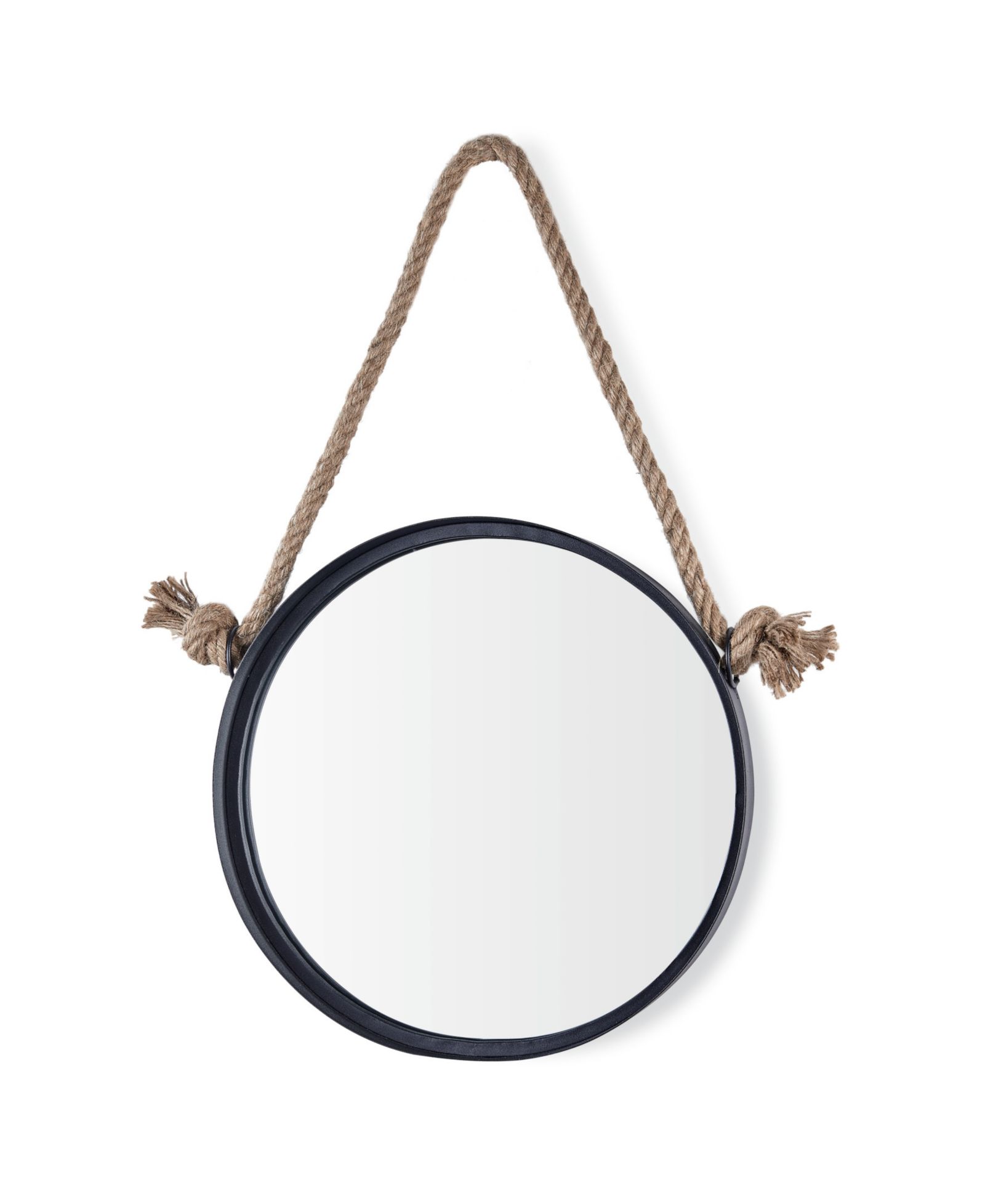 Danya B Iron Framed Round Accent Mirror with Hanging Rope
