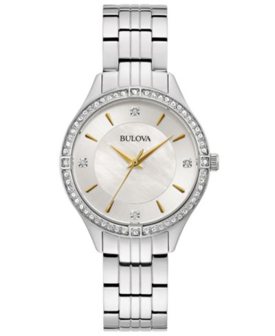 Женские часы Bulova Crystal Stainless Steel Bracelet 32mm