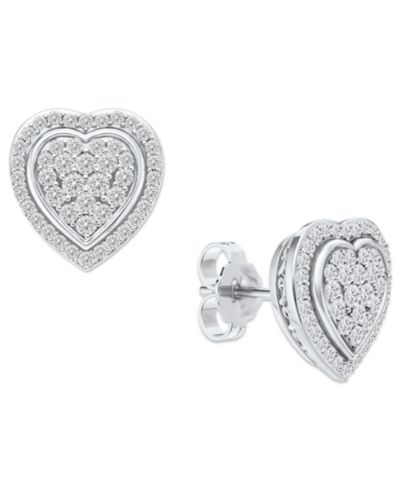 Серьги-гвоздики Diamond Heart Cluster в Sterling Silver