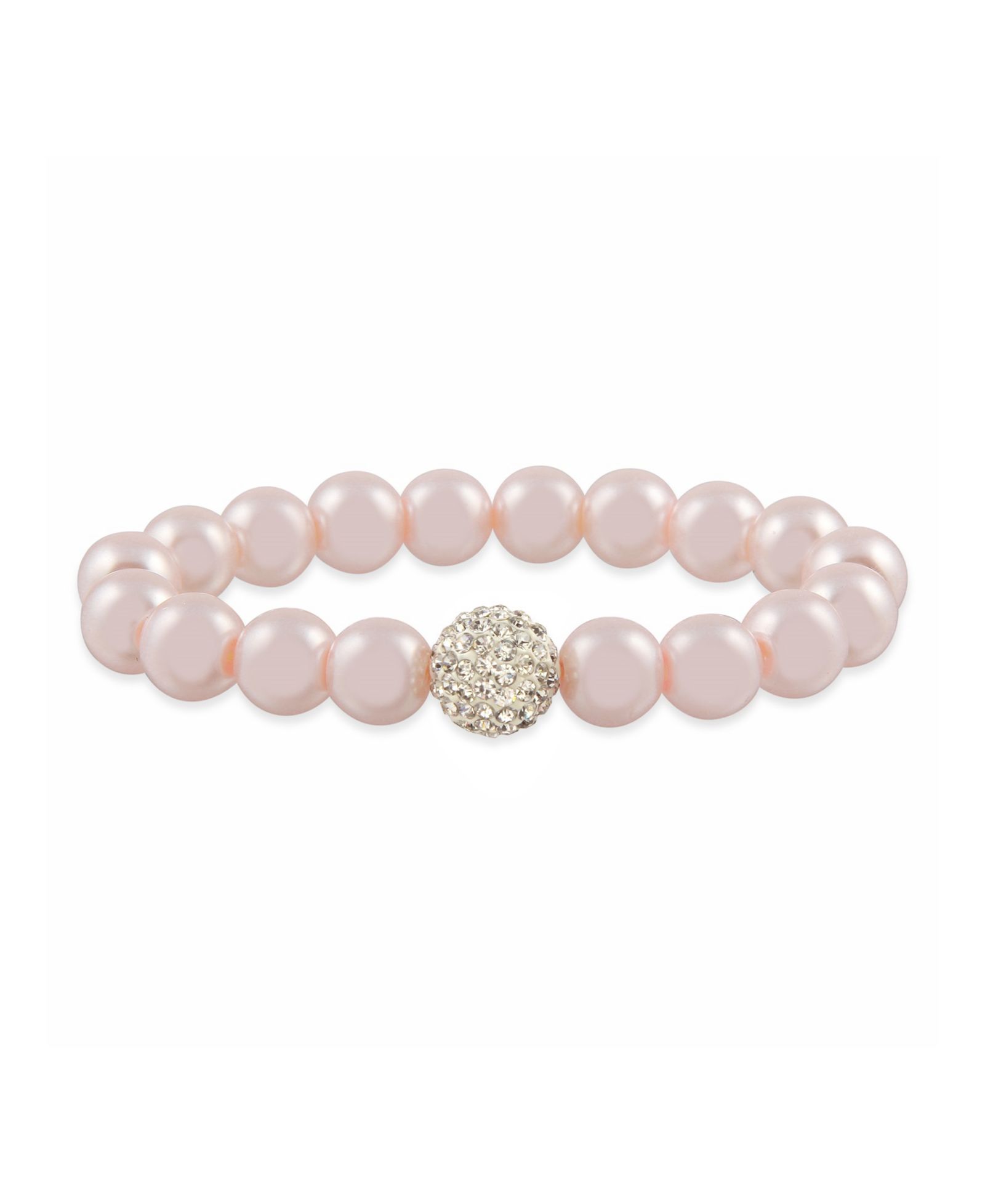 Браслет Macy's Pink Imitation Pearl с кристаллом, растягивающийся