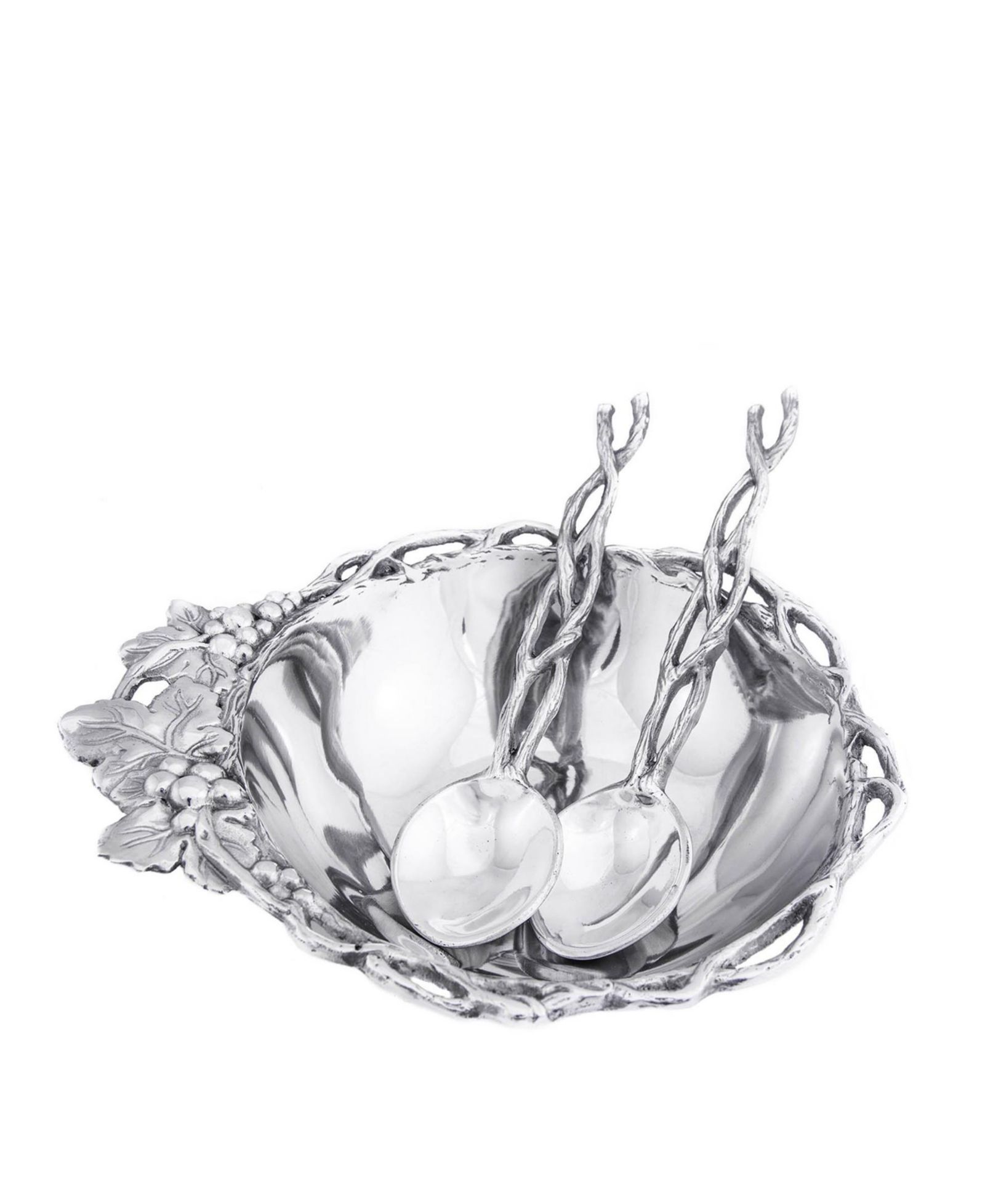 Салатница Arthur Court Designs Aluminum Grape Open Vine с приборами, 3 предмета