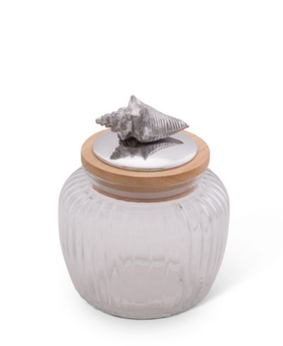 Arthur Court Стеклянная банка для кухни с герметичной резиновой крышкой Sea Shell Ocean Pattern