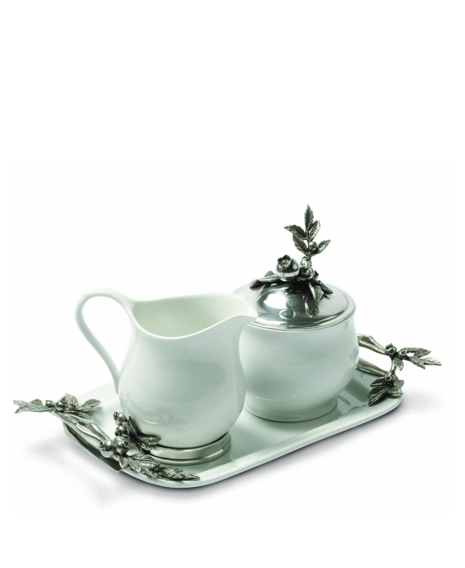 Набор из 5 предметов Vagabond House Stoneware: кувшин, сахарница с крышкой, декоративная ложка и поднос