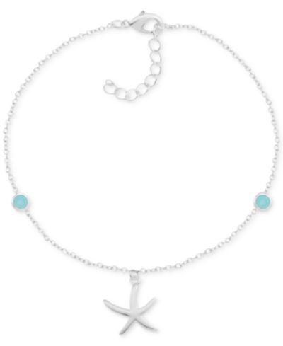 And Now This Blue Glass Starfish Anklet in Silver-Plate