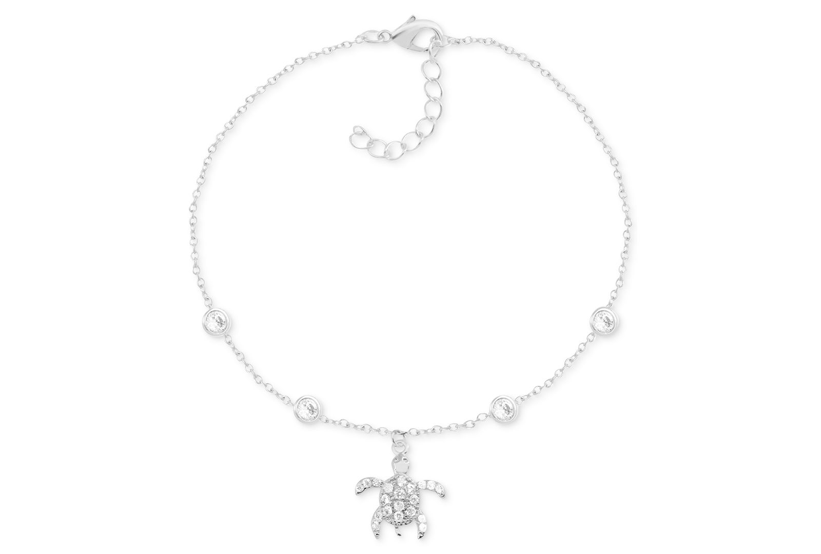 And Now This Crystal Sea Turtle Anklet in Silver-Plate