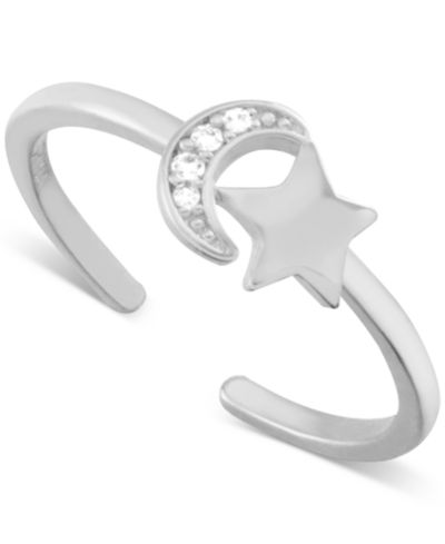 And Now This Crystal Moon & Star Toe Ring in Silver-Plate