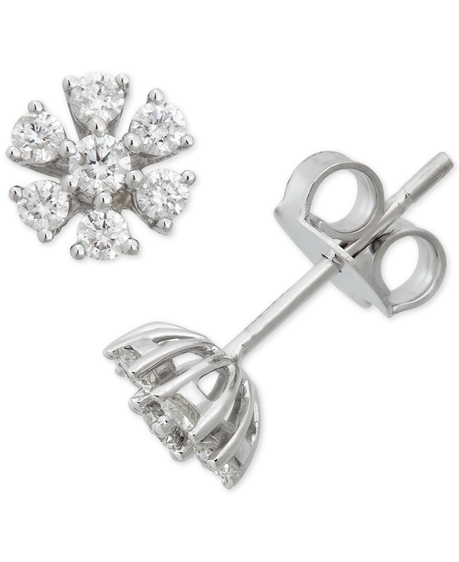 Серьги-гвоздики Diamond Floral Starburst (1/4 ct. t.w.) из 14k White Gold
