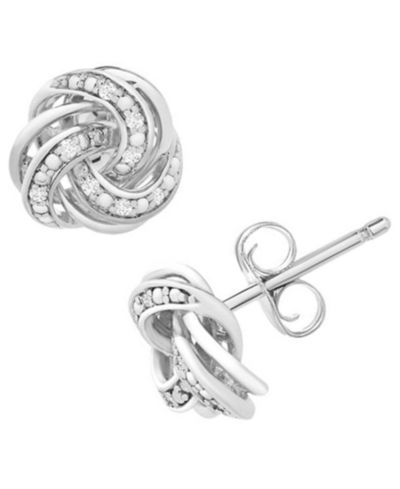 Серьги-гвоздики Diamond Love Knot (1/10 ct. t.w.) из стерлингового серебра