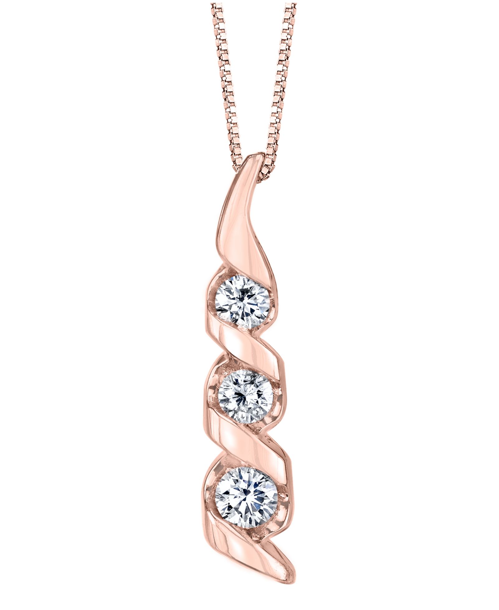 Подвеска Three Stone Diamond Classic в 14k Yellow Gold