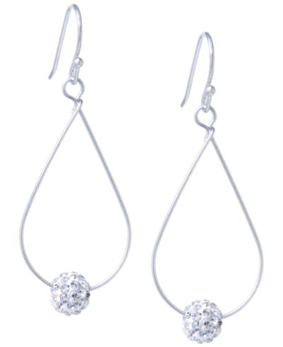 Серьги Pave Crystal Ball на проволоке в форме капли, Sterling Silver