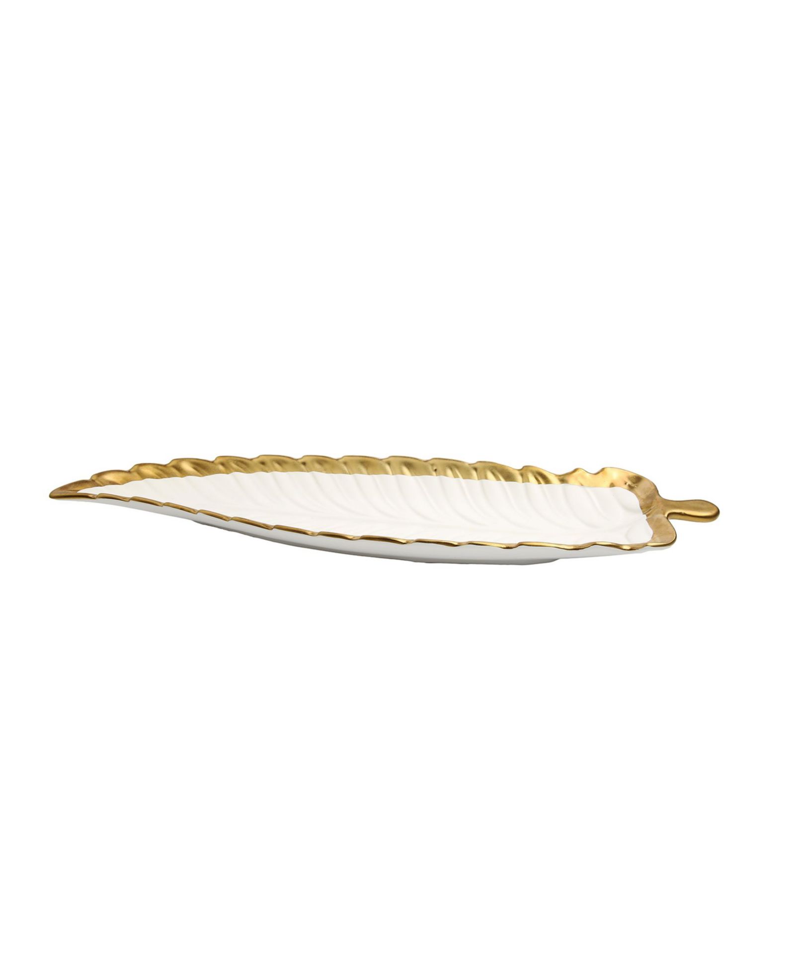 Classic Touch Porcelain Leaf Dish with Rim