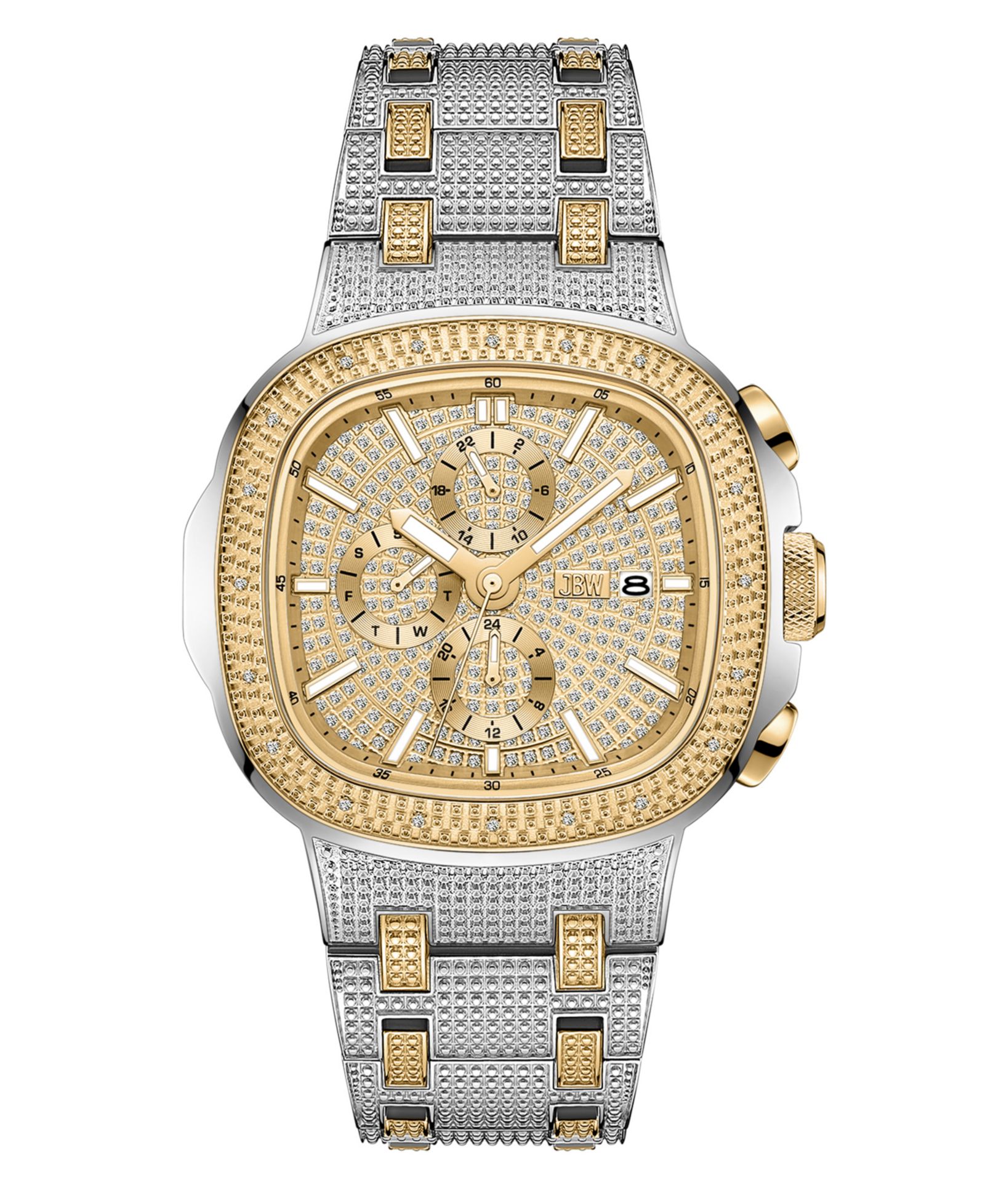Мужские часы JBW Diamond 18k Gold-Plated Two-tone Stainless-steel 48mm