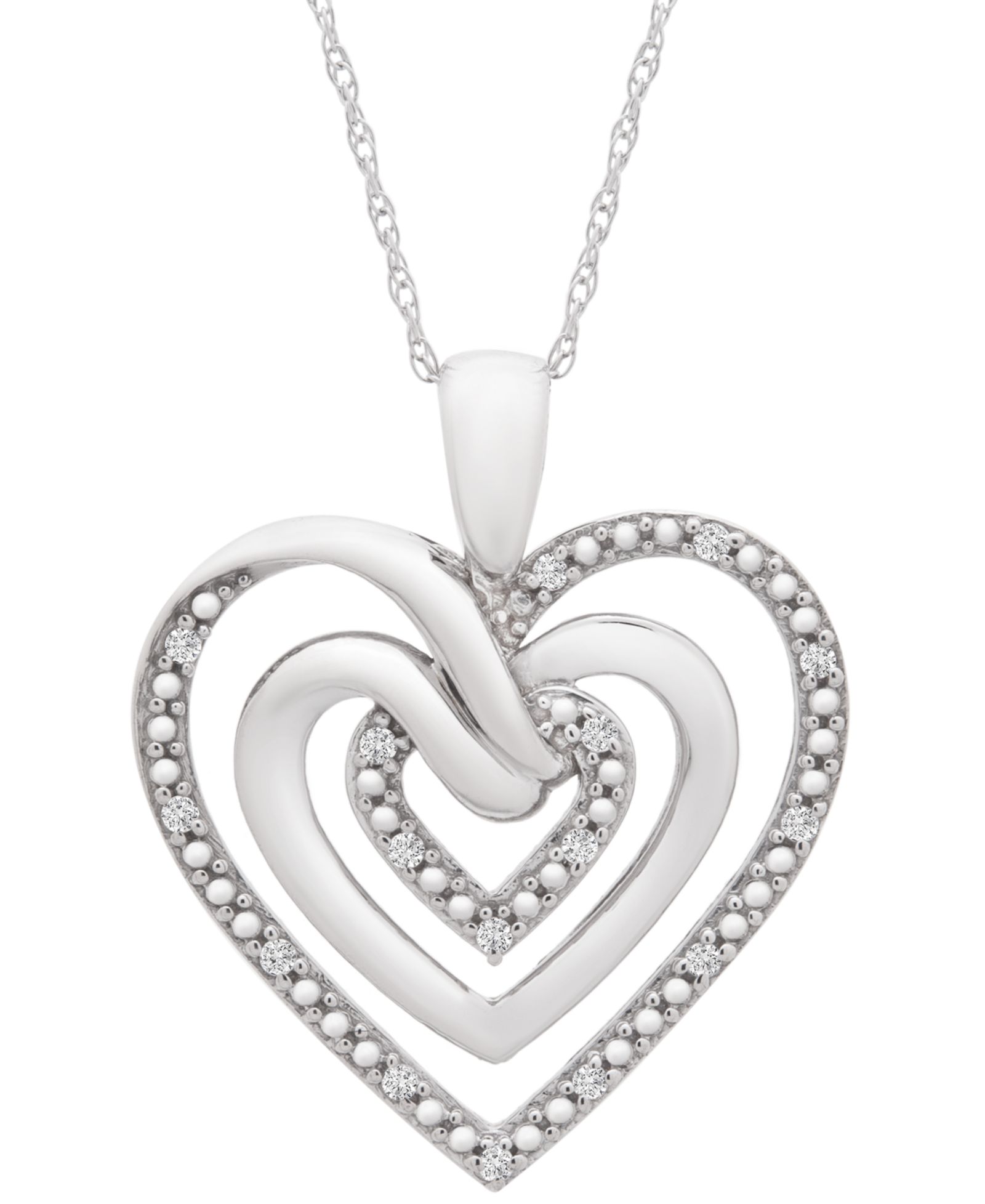 Подвеска-кулон Diamond Multi-Heart 18" из стерлингового серебра (1/10 ct. t.w.)