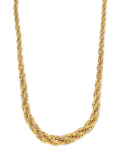Lightweight Graduated Rope Link 18" Chain Necklace (3mm - 6.25MM) in 14k Gold