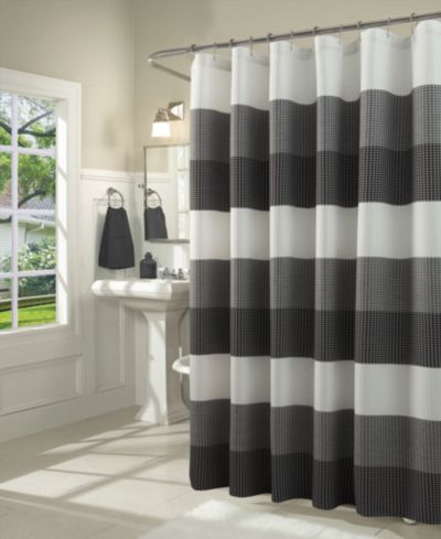 Spa 251 Ombre Waffle Striped Shower Curtain, 70" x 72"