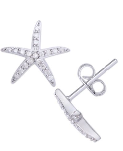 Серьги-гвоздики Starfish с бриллиантами 1/5 ct. t.w. в серебре