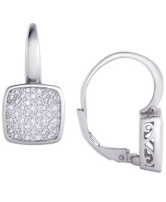 Diamond 1/4 ct. t.w. Square Cushion Leverback Earrings in Sterling Silver