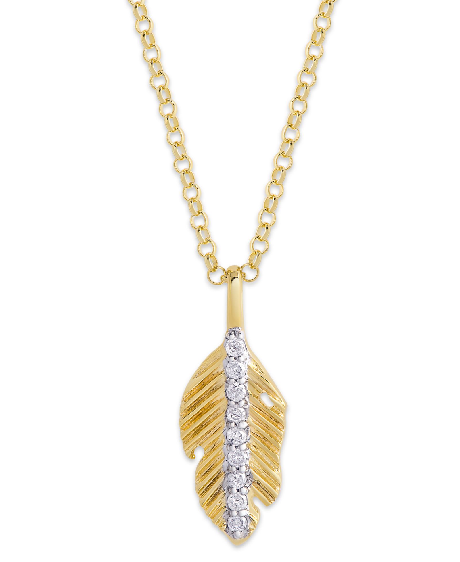 Подвеска-кулон Leaf в 14K Yellow Gold на стерлинговом серебре, 1/10 ct. t.w.