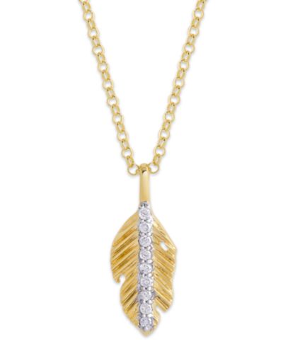 Подвеска-кулон Leaf в 14K Yellow Gold на стерлинговом серебре, 1/10 ct. t.w.