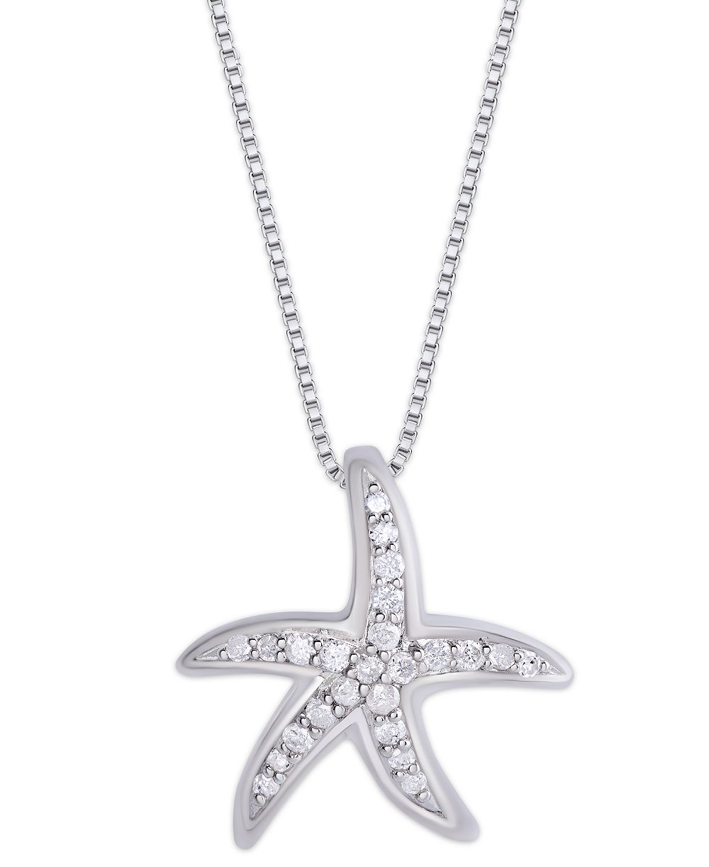 Подвеска-кулон Diamond Starfish из стерлингового серебра, 1/6 ct. t.w.