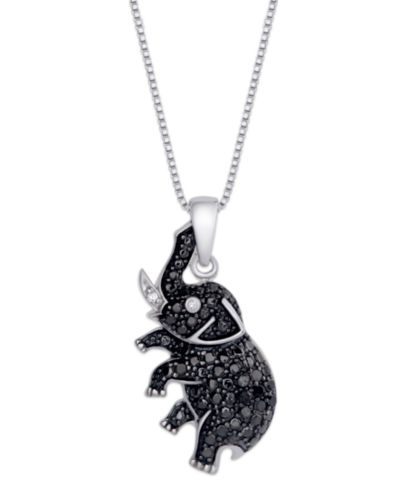 Подвеска-кулон Elephant в Sterling Silver с Black and White Diamond 1/10 ct. t.w.