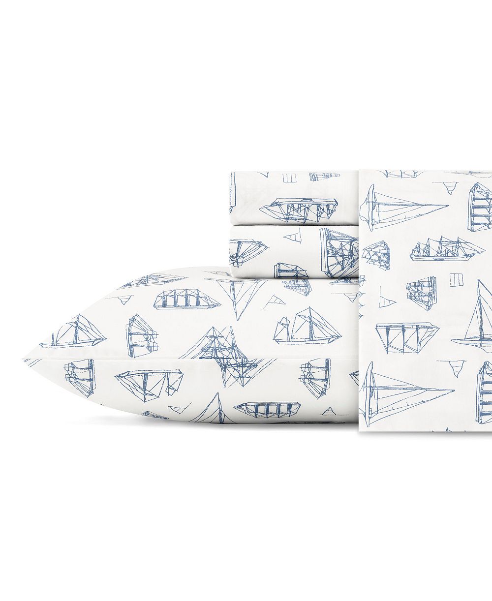 Nautica Whitewood Sail Cotton Percale 3-Piece Sheet Set, Twin