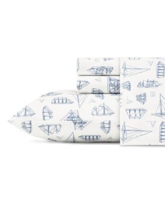 Nautica Whitewood Sail Cotton Percale 3-Piece Sheet Set, Twin