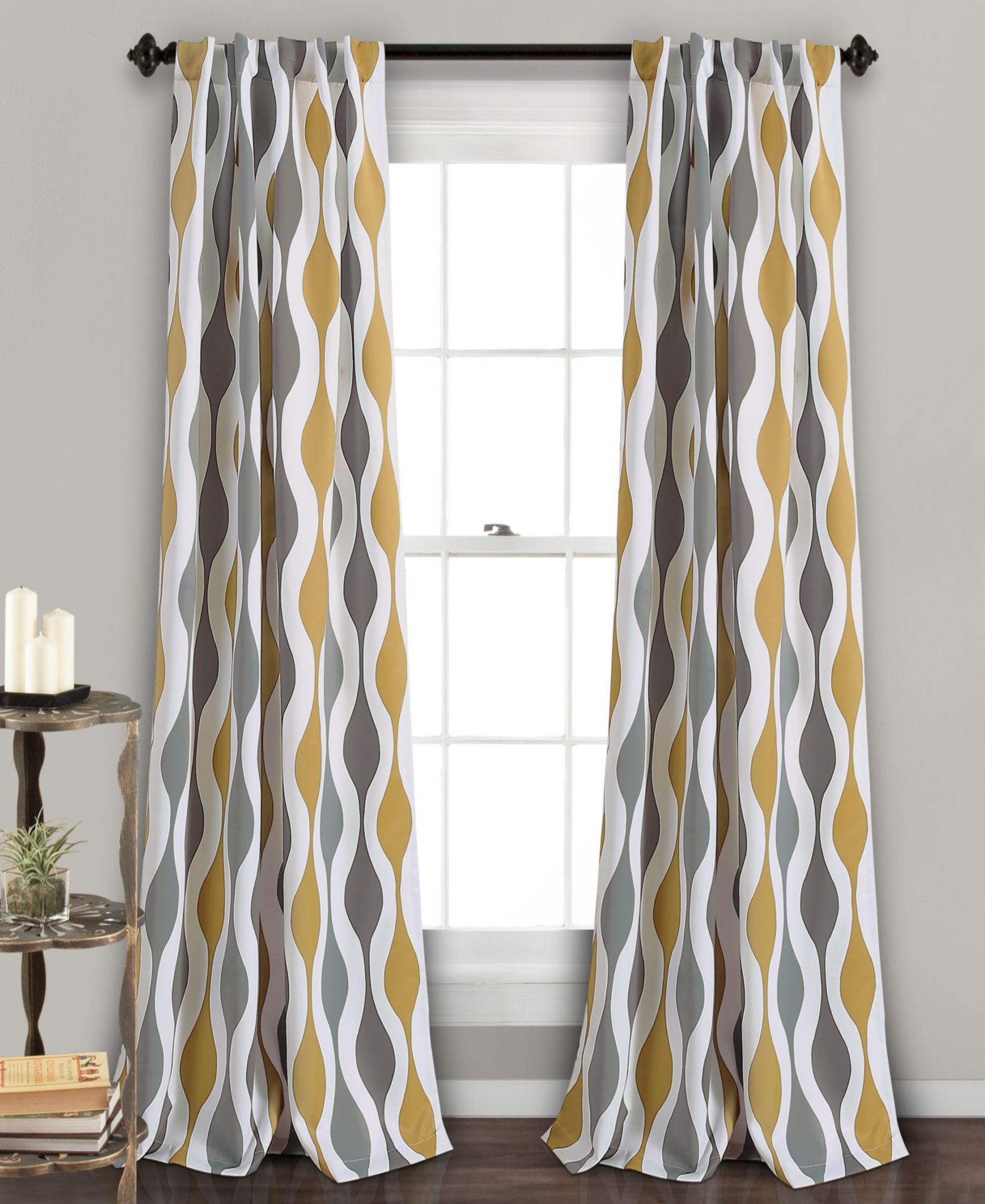 Lush Decor Mid Century Geo Light Filtering Window Curtain Panels
