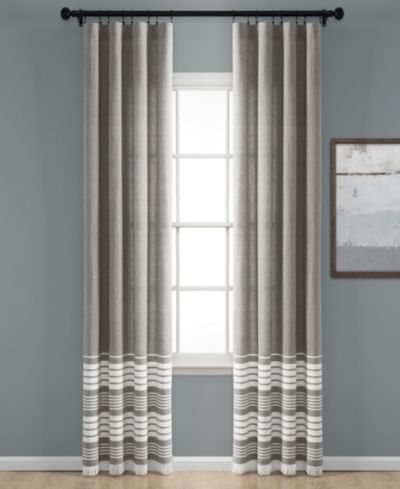 Lush Decor Nantucket Yarn Dyed Cotton Blend Tassel Fringe Window Curtain Panels Pair, 40" W x 95" L