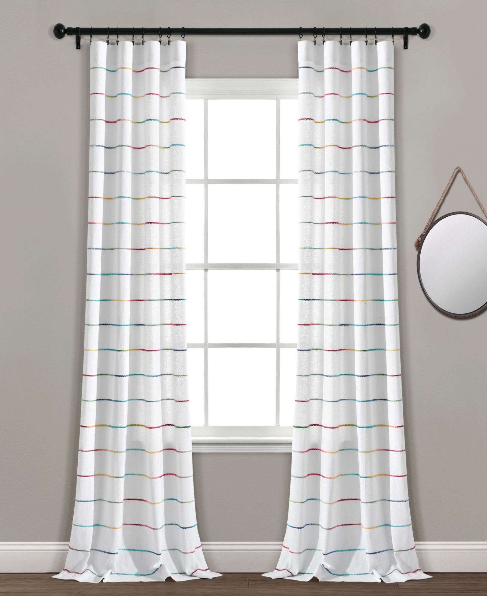 Lush Decor Ombre Stripe Yarn Dyed Cotton Blend Window Curtain Panels, Pair- Drapes - Light Filtering Curtains for Living Room