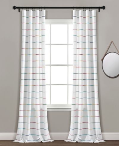 Lush Decor Ombre Stripe Yarn Dyed Cotton Blend Window Curtain Panels, Pair- Drapes - Light Filtering Curtains for Living Room