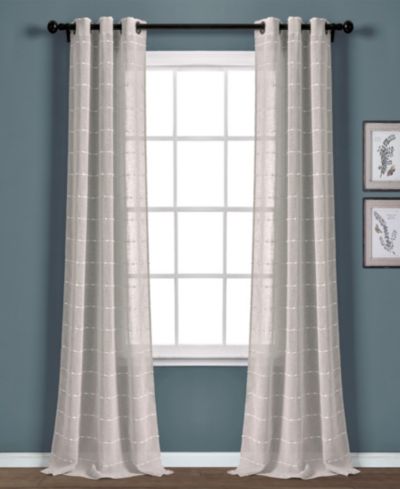 Lush Decor Farmhouse Textured Grommet Sheer Window Curtain Panels