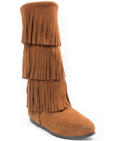 Женские замшевые ботинки Minnetonka Suede 3-Layer Fringe
