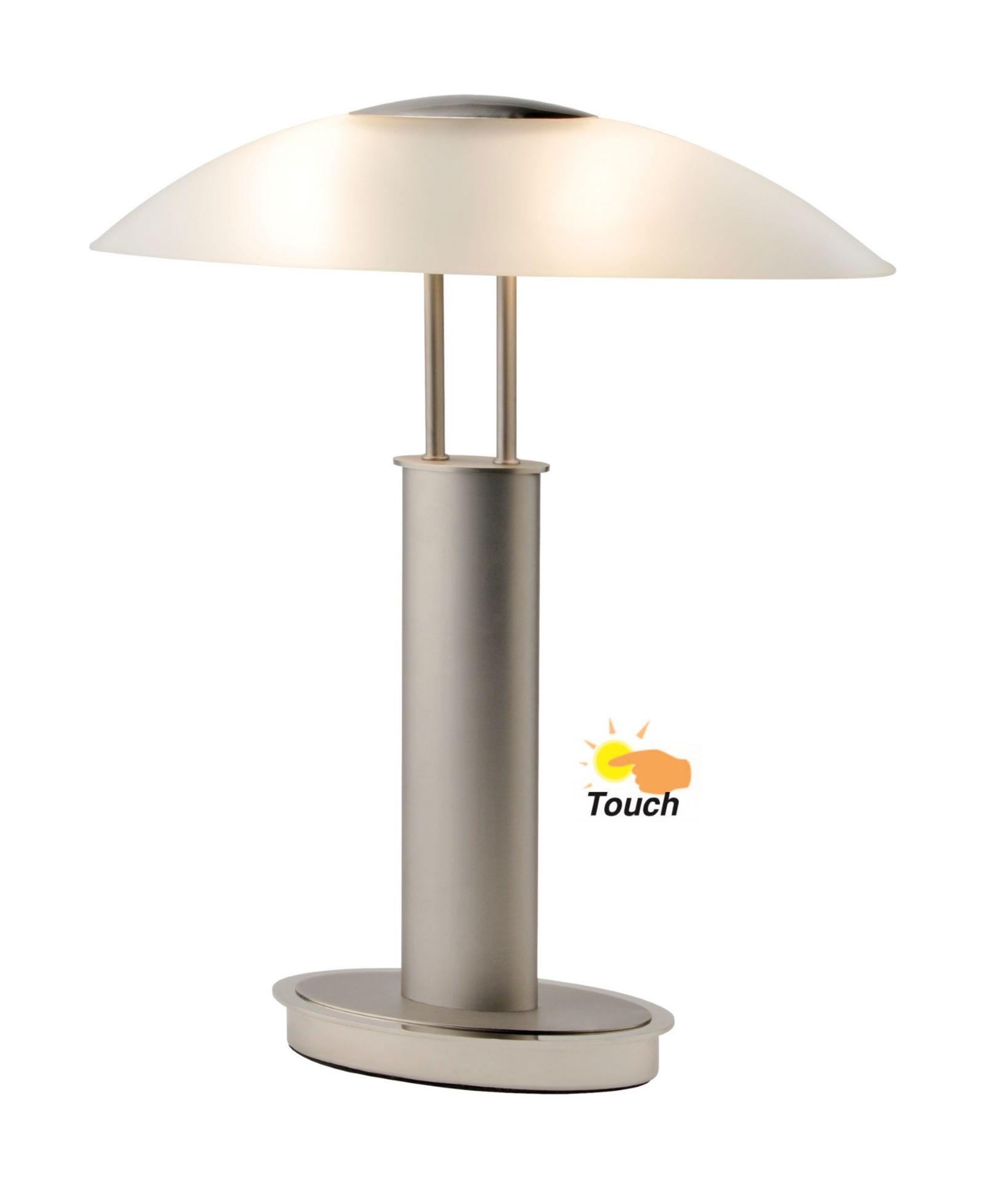 Artiva USA Avalon Modern 2-Tone Table Lamp with Oval Canoe-Shaped Frosted Glass Shade and 3-Way Touch Switch