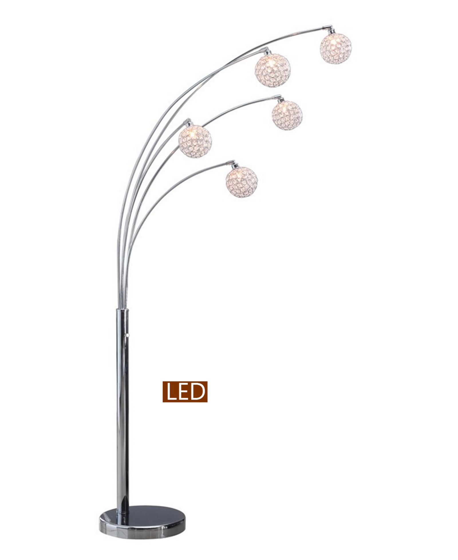 Artiva USA Manhattan Quan 84" 5-Arch Crystal Ball LED Floor Lamp with Dimmer