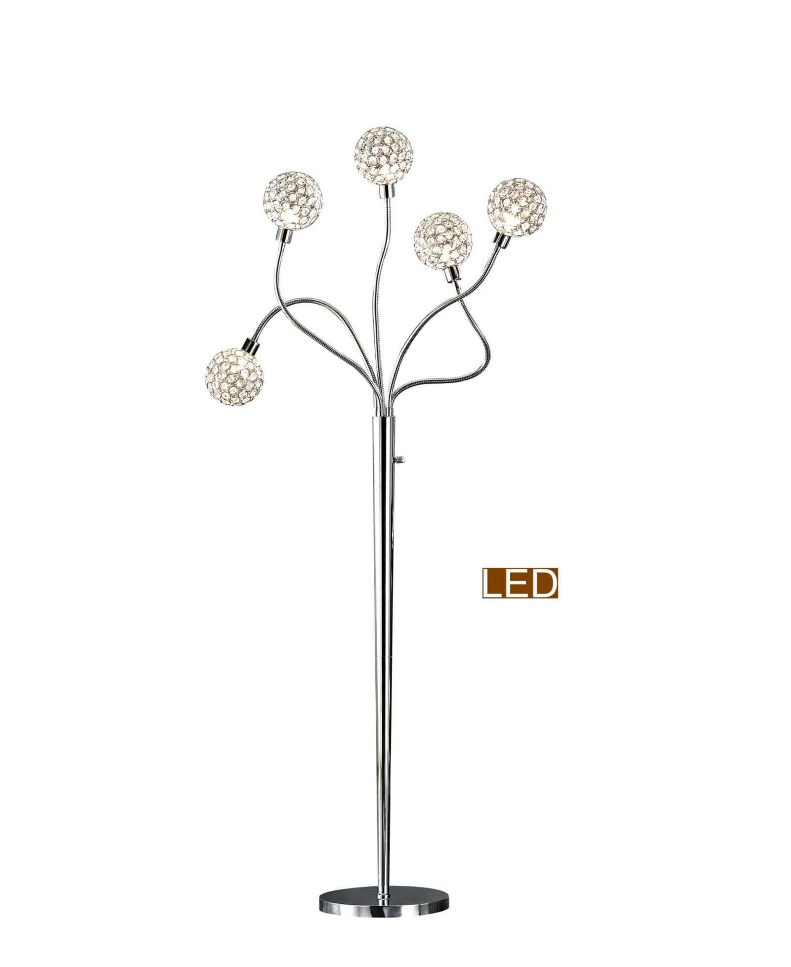 Artiva USA Soho 65" H LED Modern 5-Light Crystal Balls Floor Lamp with Dimmer